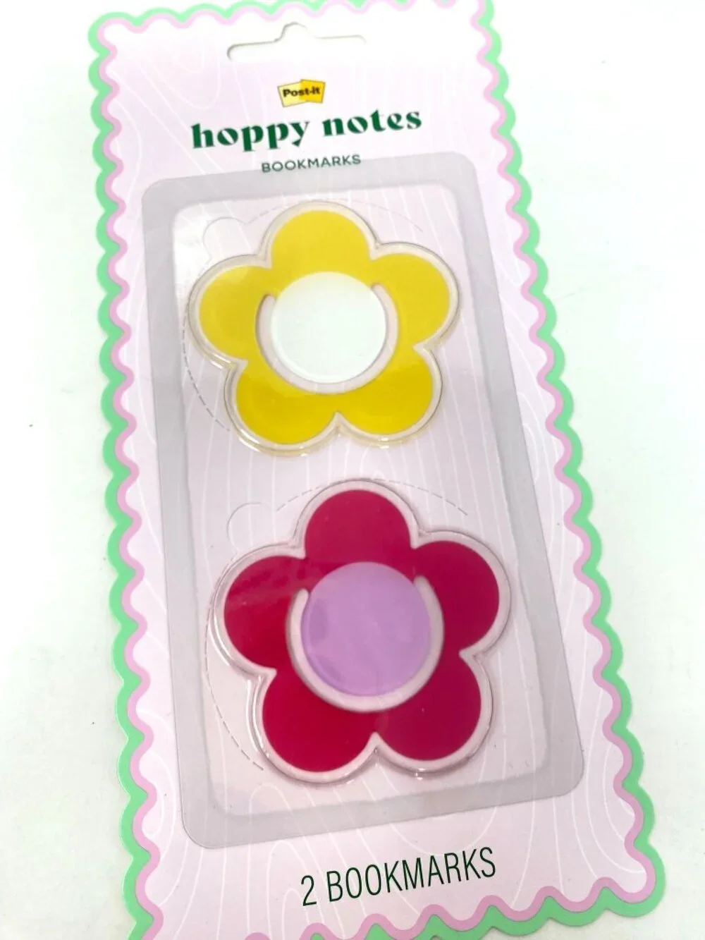 Post-it 2 Pack Hoppy Notes Pink and Yellow Flower Bookmarks Spring Easter